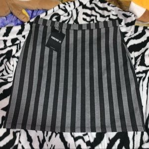 Straight Black And Grey Striped Mini Skirt